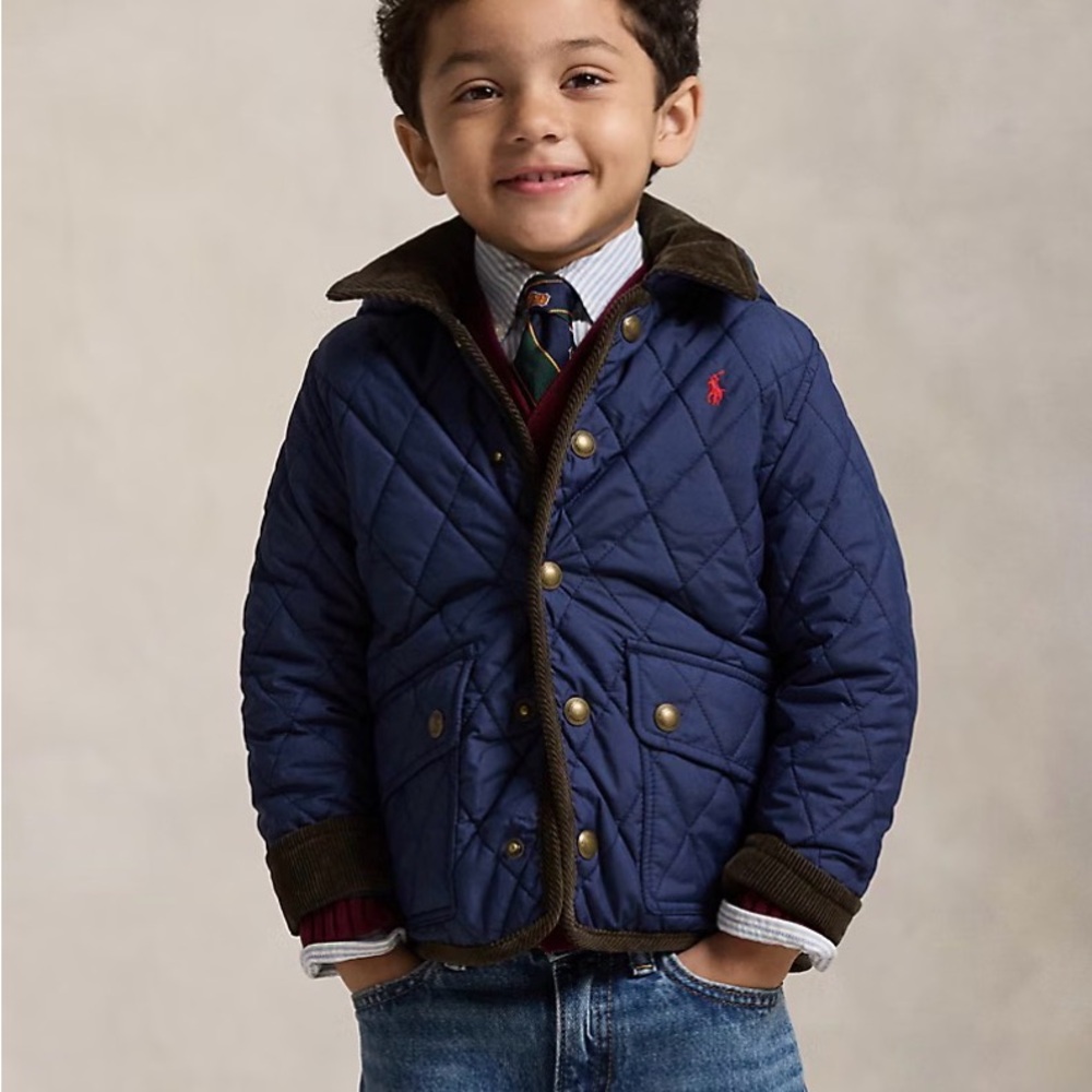 Ralph Lauren Boys Navy Quilted Jacket Size 5, Like New Worn Twice